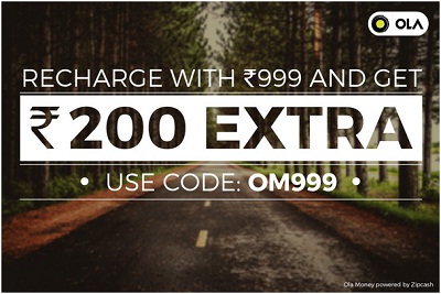 India Desire : Ola OM999 Code: Get Rs. 200 Extra Money On Adding Ola Money Of Rs. 999 Use Promo OM999